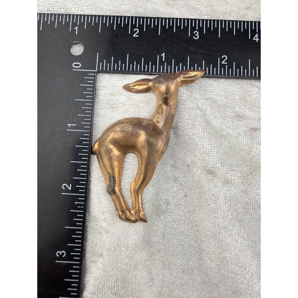 Vintage Deer Brooch Lot of 2 Gold Tone - Picture 7 of 8